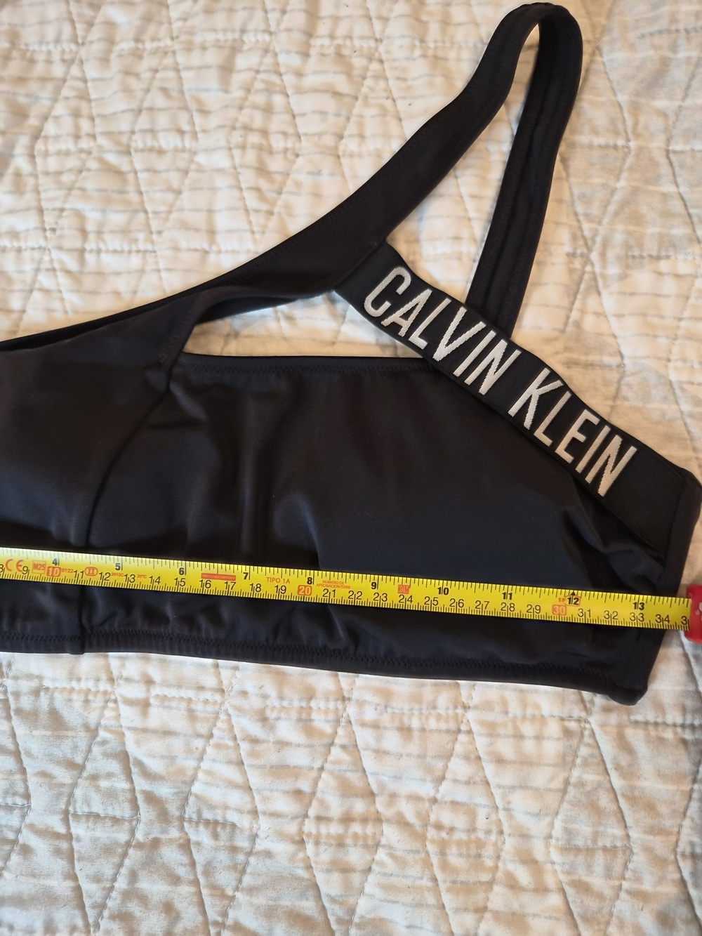 Calvin Klein Black Asymmetric One-Shoulder Swim Top - Picture 7 of 7